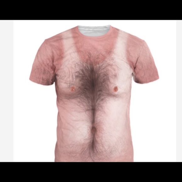 Funny hairy man chest Men hairy chest shirt XL - Picture 1 of 8